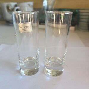 Classic Vtg FRANCE LUMINARC Glass Slim Tall Shot Glass Clear Glass Lot Of Two